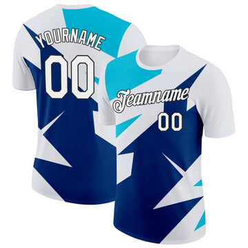 Custom White Lakes Blue US Navy Blue-Black 3D Esports Performance T-Shirt