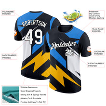 Charger l&#39;image dans la galerie, Custom Black Powder Blue-Gold 3D Esports Performance T-Shirt
