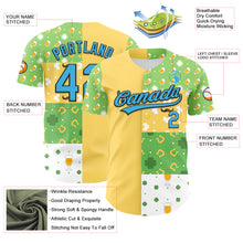 Charger l&#39;image dans la galerie, Custom Green Sky Blue Light Yellow-Black 3D St. Patrick&#39;s Day Shamrock Beer Authentic Baseball Jersey
