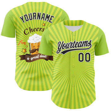 Custom Green Black-White 3D Pattern Design Father's Day Beer Cheers Authentic Baseball Jersey