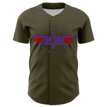 Custom Olive Purple-Red 3D Pattern Design Father's Day Top Dad Authentic Salute To Service Baseball Jersey