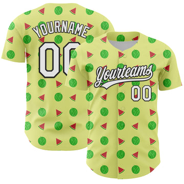 Custom Yellow White-Black 3D Hawaii Fruit Watermelon Authentic Baseball Jersey