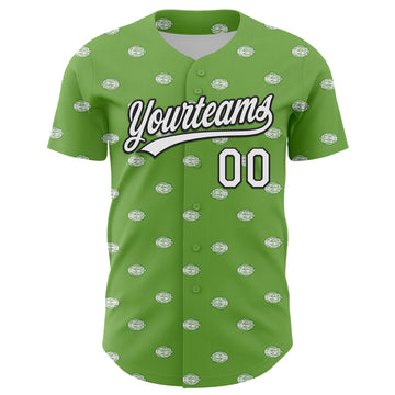 Custom Green White-Black 3D Hawaii Fruit Lemon Authentic Baseball Jersey