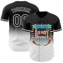 Load image into Gallery viewer, Custom Black White 3D Pattern Design Father&#39;s Day Fade Authentic Baseball Jersey
