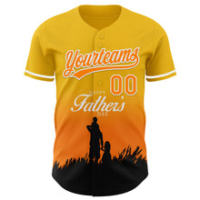 Charger l&#39;image dans la galerie, Custom Yellow Bay Orange-White 3D Pattern Design Father&#39;s Day Family Love Fade Authentic Baseball Jersey
