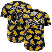 Load image into Gallery viewer, Custom Black White 3D Mexican Festival Taco Cinco de Mayo Authentic Baseball Jersey

