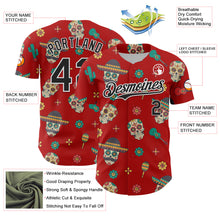 Load image into Gallery viewer, Custom Red Black-White 3D Mexican Festival Cactus Skull With Sombrero Cinco de Mayo Authentic Baseball Jersey
