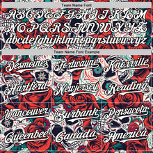 Load image into Gallery viewer, Custom White Black 3D Mexican Skull And Flower Authentic Baseball Jersey
