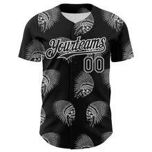 Load image into Gallery viewer, Custom Black White 3D Apache Skull Authentic Baseball Jersey

