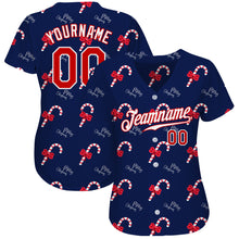 Загрузить изображение в средство просмотра галереи, Custom Navy Red-White Christmas 3D Authentic Baseball Jersey
