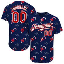 Загрузить изображение в средство просмотра галереи, Custom Navy Red-White Christmas 3D Authentic Baseball Jersey
