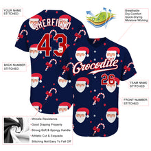 Charger l&#39;image dans la galerie, Custom Navy Red-White Christmas 3D Authentic Baseball Jersey
