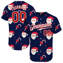 Charger l&#39;image dans la galerie, Custom Navy Red-White Christmas 3D Authentic Baseball Jersey
