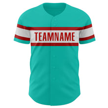 Загрузить изображение в средство просмотра галереи, Custom Aqua White-Red Authentic Baseball Jersey
