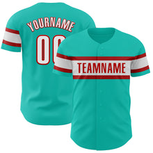 Загрузить изображение в средство просмотра галереи, Custom Aqua White-Red Authentic Baseball Jersey
