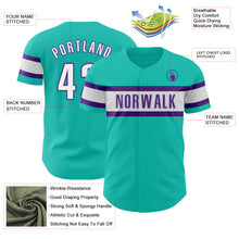 Загрузить изображение в средство просмотра галереи, Custom Aqua White-Purple Authentic Baseball Jersey
