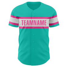 Загрузить изображение в средство просмотра галереи, Custom Aqua White-Pink Authentic Baseball Jersey
