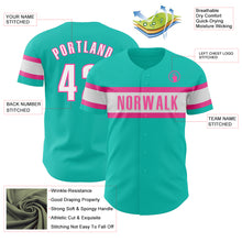 Загрузить изображение в средство просмотра галереи, Custom Aqua White-Pink Authentic Baseball Jersey
