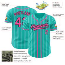 Charger l&#39;image dans la galerie, Custom Aqua White Pinstripe Pink-Black Authentic Baseball Jersey
