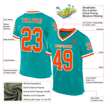 Загрузить изображение в средство просмотра галереи, Custom Aqua Orange-White Mesh Authentic Throwback Football Jersey
