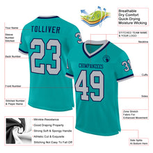 Charger l&#39;image dans la galerie, Custom Aqua Gray-Navy Mesh Authentic Throwback Football Jersey
