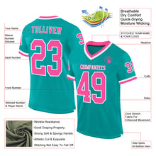 Загрузить изображение в средство просмотра галереи, Custom Aqua Pink-White Mesh Authentic Throwback Football Jersey
