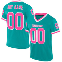 Загрузить изображение в средство просмотра галереи, Custom Aqua Pink-White Mesh Authentic Throwback Football Jersey
