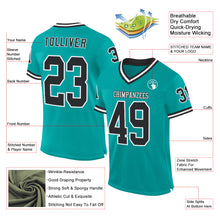 Charger l&#39;image dans la galerie, Custom Aqua Black-White Mesh Authentic Throwback Football Jersey
