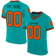 Загрузить изображение в средство просмотра галереи, Custom Aqua Orange-Black Mesh Authentic Throwback Football Jersey
