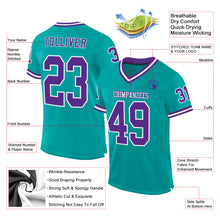 Загрузить изображение в средство просмотра галереи, Custom Aqua Purple-White Mesh Authentic Throwback Football Jersey
