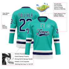 Загрузить изображение в средство просмотра галереи, Custom Aqua Navy-White Hockey Lace Neck Jersey
