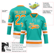 Загрузить изображение в средство просмотра галереи, Custom Aqua Bay Orange-White Hockey Lace Neck Jersey
