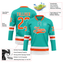 Загрузить изображение в средство просмотра галереи, Custom Aqua Orange-White Hockey Lace Neck Jersey
