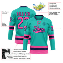 Загрузить изображение в средство просмотра галереи, Custom Aqua Pink-Navy Hockey Lace Neck Jersey
