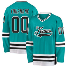 Charger l&#39;image dans la galerie, Custom Aqua Black-White Hockey Jersey
