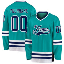 Charger l&#39;image dans la galerie, Custom Aqua Navy-White Hockey Jersey
