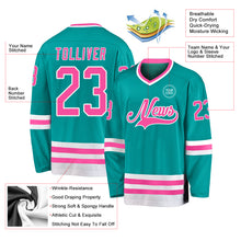 Charger l&#39;image dans la galerie, Custom Aqua Pink-White Hockey Jersey
