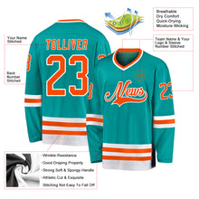 Charger l&#39;image dans la galerie, Custom Aqua Orange-White Hockey Jersey
