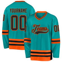 Charger l&#39;image dans la galerie, Custom Aqua Black-Orange Hockey Jersey
