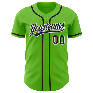 Custom Aurora Green Black-White Authentic Baseball Jersey