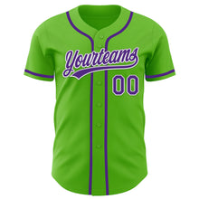 Laden Sie das Bild in den Galerie-Viewer, Custom Aurora Green Purple-White Authentic Baseball Jersey
