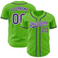 Laden Sie das Bild in den Galerie-Viewer, Custom Aurora Green Purple-White Authentic Baseball Jersey
