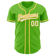 Загрузить изображение в средство просмотра галереи, Custom Aurora Green White-Yellow Authentic Baseball Jersey
