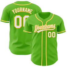 Загрузить изображение в средство просмотра галереи, Custom Aurora Green White-Yellow Authentic Baseball Jersey
