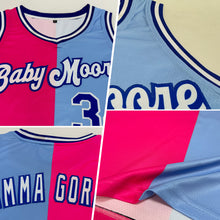 Load image into Gallery viewer, Custom Light Blue Royal-Pink Authentic Split Fashion Basketball Jersey
