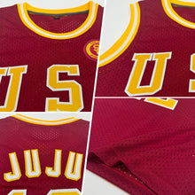 Laden Sie das Bild in den Galerie-Viewer, Custom Maroon Gold-White Authentic Throwback Basketball Jersey
