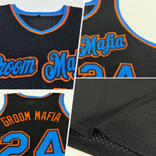 Charger l&#39;image dans la galerie, Custom Black Blue-Orange Authentic Throwback Basketball Jersey
