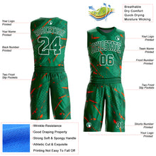 Laden Sie das Bild in den Galerie-Viewer, Custom Green Orange-White Bright Lines Round Neck Sublimation Basketball Suit Jersey
