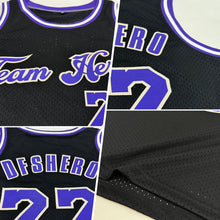 Charger l&#39;image dans la galerie, Custom Black Purple-Cream Authentic Throwback Basketball Jersey
