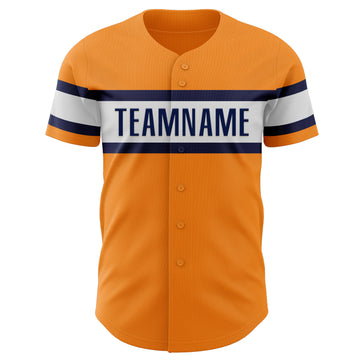 Custom Bay Orange Navy-White Authentic Baseball Jersey